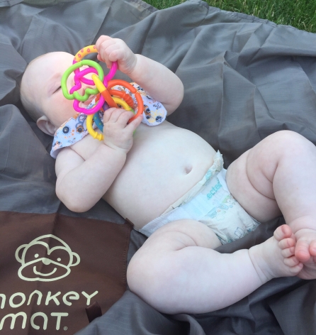 baby on monkey mat