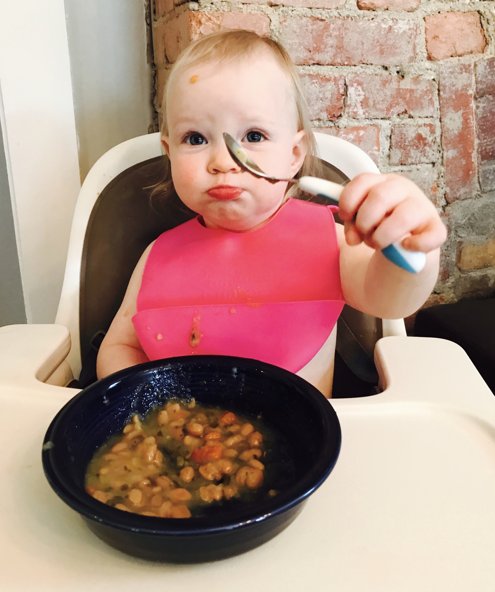 baby eating soup